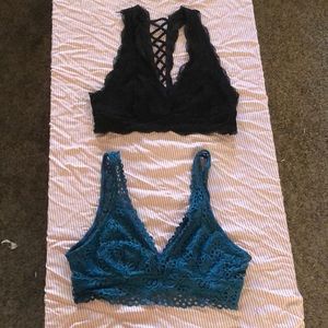 Black and Turquoise Aerie Bralettes